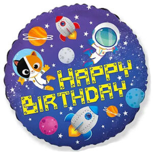 Круг Happy Birthday Космос киця Fl