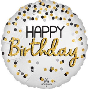 Круг Happy Birthday сатин золотисте кофеті  An