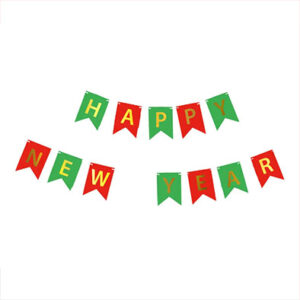 Паперова гірлянда Happy New Year із прапорців рожева 2,3 м