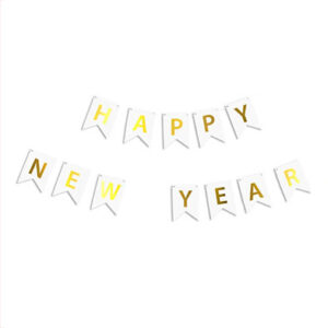 Паперова гірлянда біла Happy New Year із прапорців 2,3 м