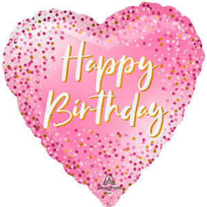 Серце Happy Birthday рожеве у конфеті An