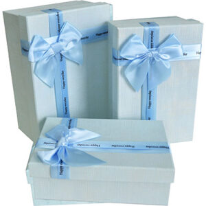 Прямокутні блакитні коробки з бантом Happy everyday