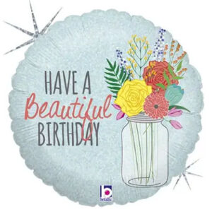 Круг блакитний Have a Beautiful Birthday квіти G