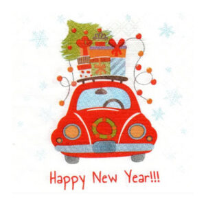 Серветки святкові паперові Happy New Year автівка