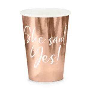 Стаканчики пап дівич-вечір рожеве золото She said YES 220мл 6шт PD