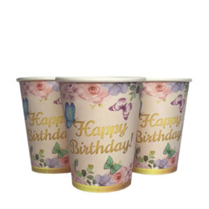 Стаканчики паперові Happy Birthday метелики 220мл 10шт