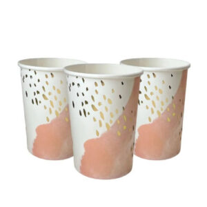 Стаканчики паперові Бризки золота на персиковому 220мл 10шт