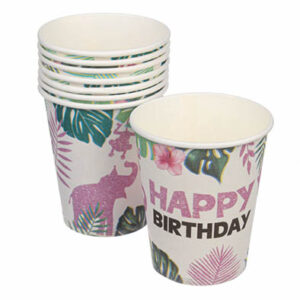 Стаканчики паперові джунглі Happy Birthday  220мл 10шт