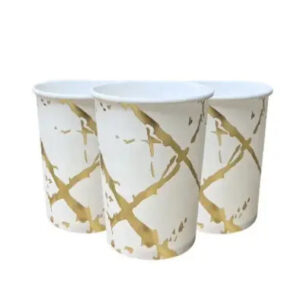 Стаканчики паперові золотий мрамур 220мл 10шт