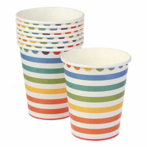 Стаканчики одноразові паперові кольорові полоски 220мл 10шт