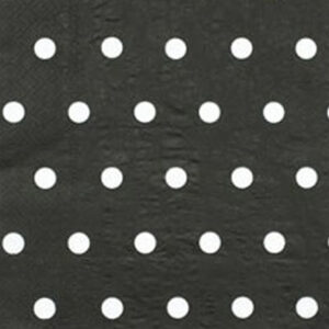 Серветки чорні в білий гоошок 33см 12шт