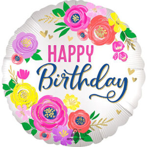 Круг Happy Birthday Сатин квіти США An