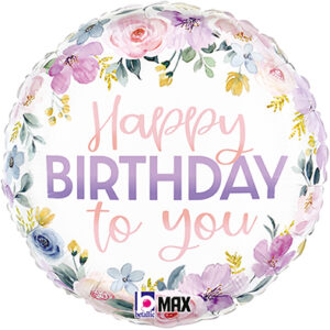 Круг Happy Birthday Квіткова акварель G