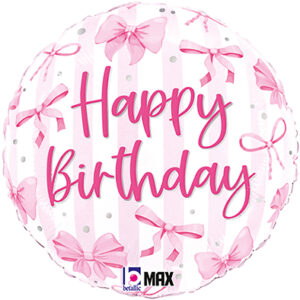 Круг Happy Birthday Ніжні рожеві бантики G