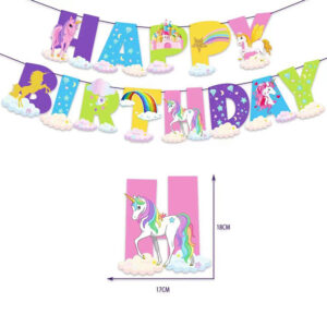 Паперова гірлянда ЄДИНОРОГИ Happy Birthday 13х18см