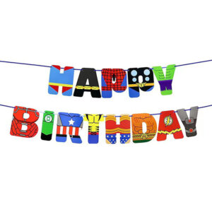 Паперова гірлянда СУПЕР ГЕРОЇ Happy Birthday 15х17см