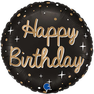 Круг Happy Birthday з зірками на чорному G