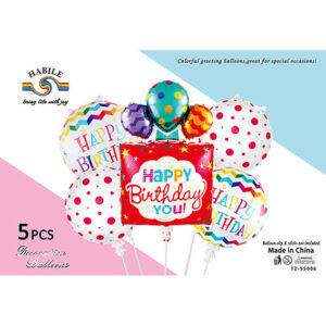 Набір кульок Happy Birthday червоно білий you 5шт