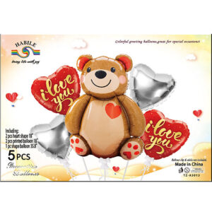 Набір кульок Ведмедик I Love you шоколадний 5шт