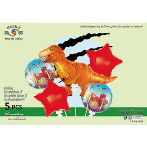 Набір кульок Динозавр раптор 2 червоний 5шт