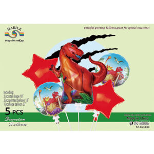 Набір кульок Динозавр раптор червоний 5шт