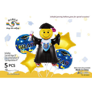 Набір кульок випускник чорно золотий 5шт