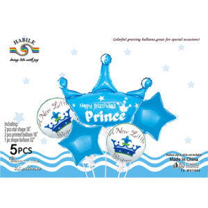 Набір кульок корона Принц блакитна 5шт