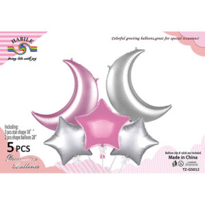 Набір кульок місяць рожевий і срібний 5шт