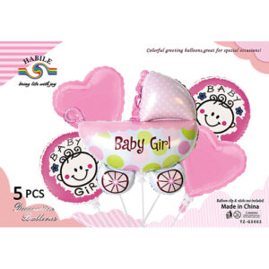 Набір кульок на виписку з пологового Пупс візок рожевий 5шт