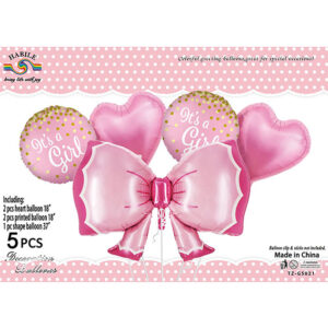 Набір кульок на виписку з пологового бант рожевий 5шт