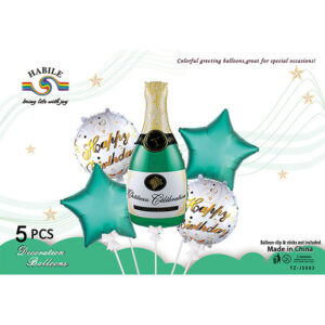 Набір кульок  пляшка шампанського зелений 5шт