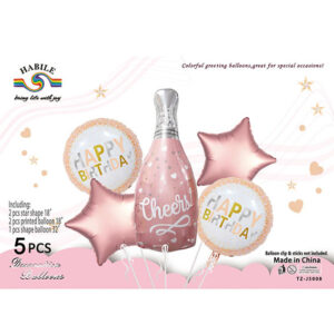 Набір кульок  пляшка шампанського рожеве золото 5шт