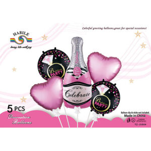 Набір кульок пляшка шампанського рожевий 5шт