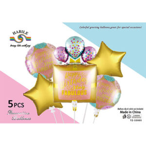 Набір кульок  подарунок Happy Birthday fabulous золотий 5шт