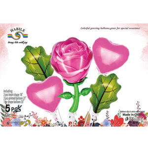 Набір кульок  троянда рожевий 5шт