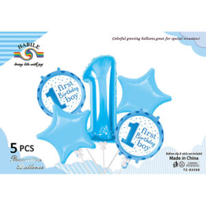 Набір кульок цифра 1 блакитний 5шт