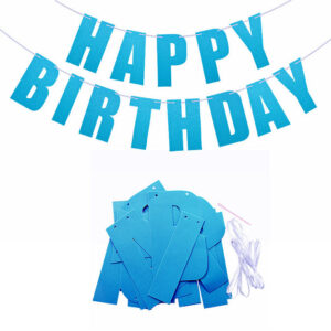 Паперова гірлянда БІРЮЗОВА блискуча Happy Birthday 11х18см