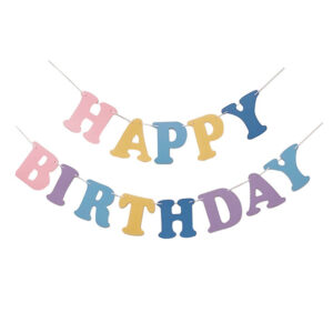 Гірлянда РІЗНОКОЛЬОРОВА тканина Happy Birthday 13х14см