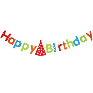 Паперова гірлянда РІЗНОКОЛЬОРОВА З КОВПАКОМ Happy Birthday