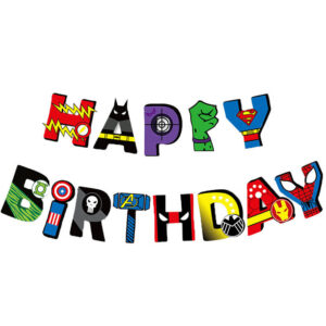 Паперова гірлянда СУПЕР ГЕРОЇ 2 Happy Birthday