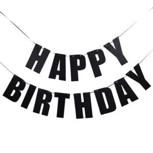Паперова гірлянда ЧОРНА блискуча Happy Birthday 11х18см