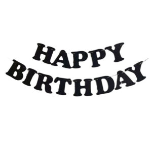 Гірлянда ЧОРНА тканина Happy Birthday 13х14см