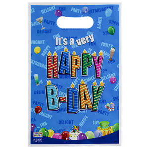 Подарункові поліетиленові пакети Happy B-DAY сині 10шт