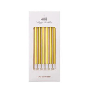 Свічка пряма золото блискуча 13,5см 6шт