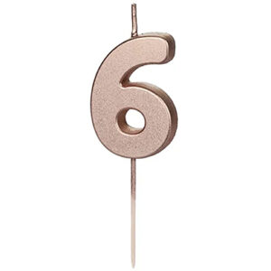 Свічка рожево золота 4,5см PD - "6"