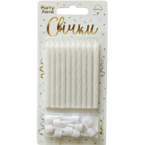 Свічки з підставками білі з золотом 7см 10шт